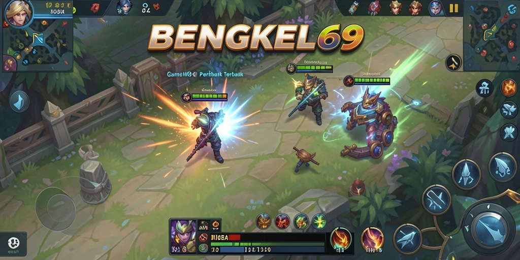 Tampilan gameplay MOBA yang menarik dan intens di BENGKEL69.