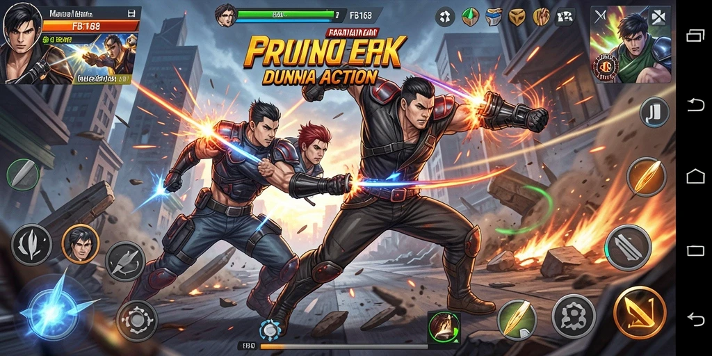 Tampilan gameplay seru FB168 dengan aksi bertarung yang mendebarkan.