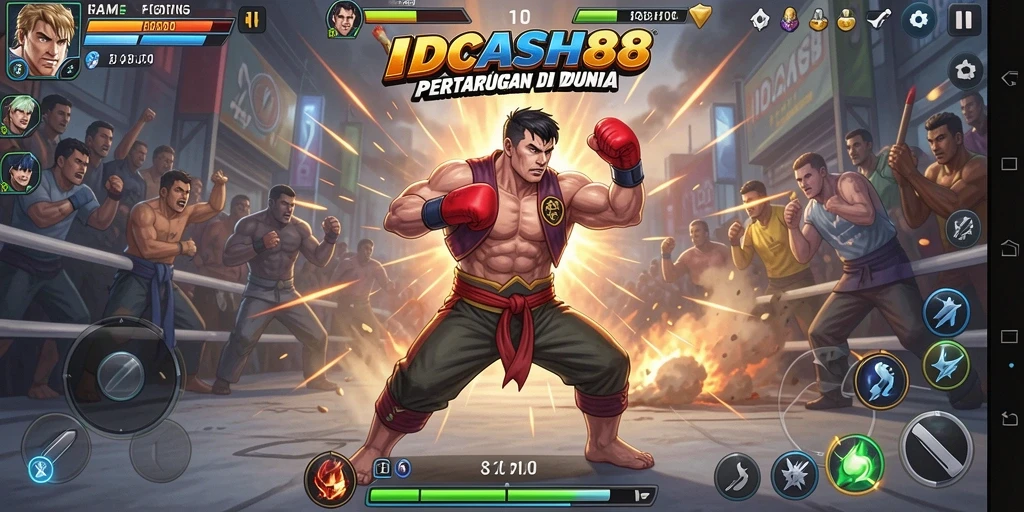 Screenshot menunjukkan aksi pertarungan seru dalam IDCASH88.