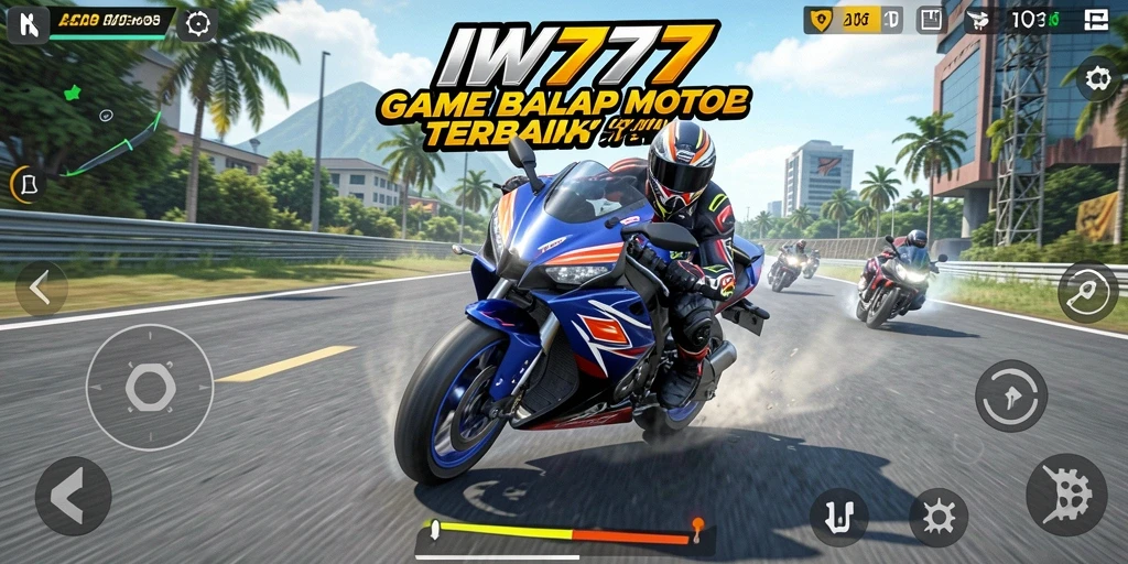 Tangkapan layar IW777 menampilkan aksi balap motor yang mendebarkan.