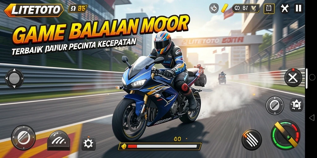 Tampilan gameplay seru dalam LITETOTO saat balapan motor.
