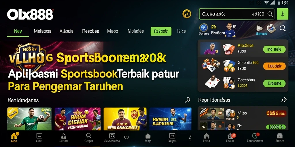 Tampilan layar utama OLX888 dengan fitur taruhan olahraga.