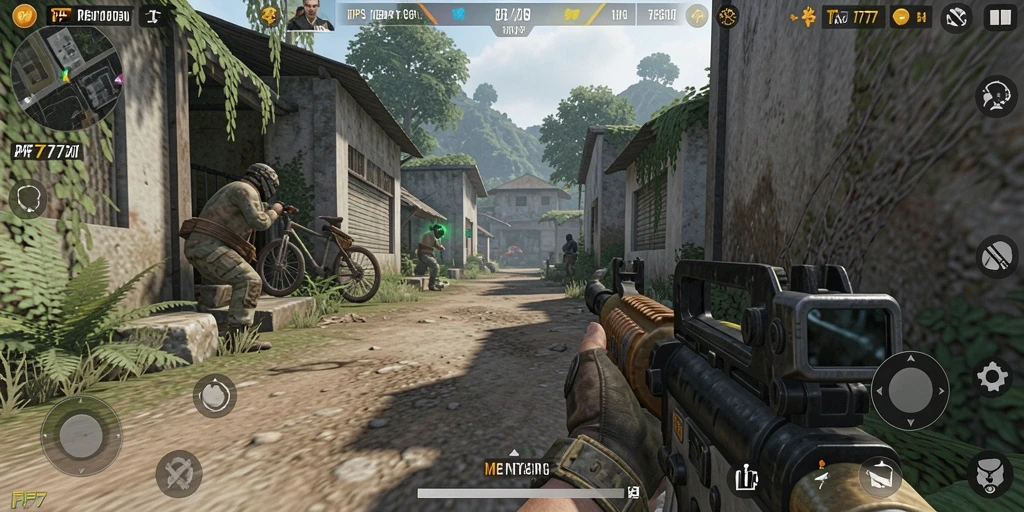 Tangkapan layar gameplay PF777 menampilkan aksi mendebarkan dalam pertempuran TPS.