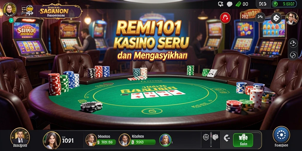 Tampilan gameplay menarik dari REMI101 dengan suasana Kasino yang mendebarkan.