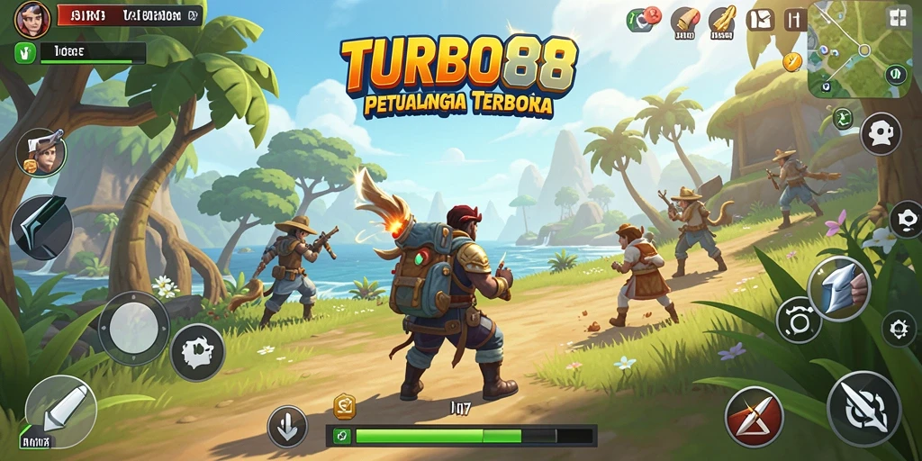 Tangkapan layar gameplay TURBO88 menggambarkan eksplorasi dunia terbuka yang menyenangkan.