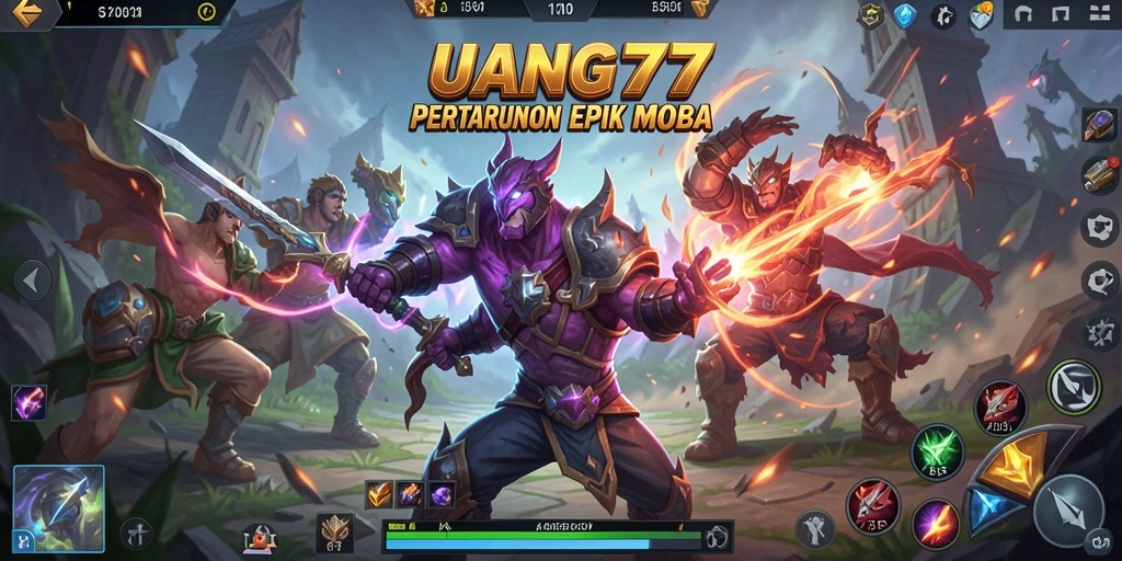 Tangkapan layar dari pertarungan seru di UANG77 MOBA.