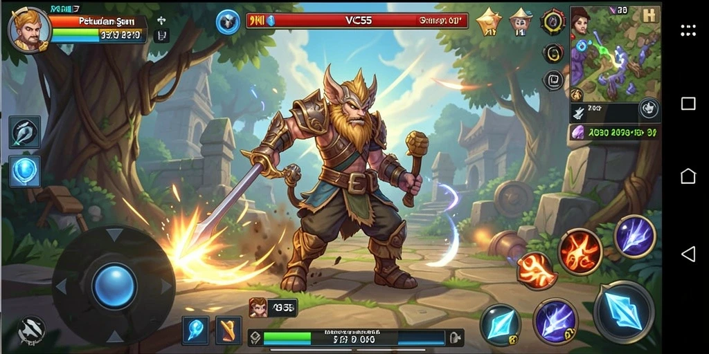 Tampilan seru dari gameplay VC55 dalam pertarungan ARPG.